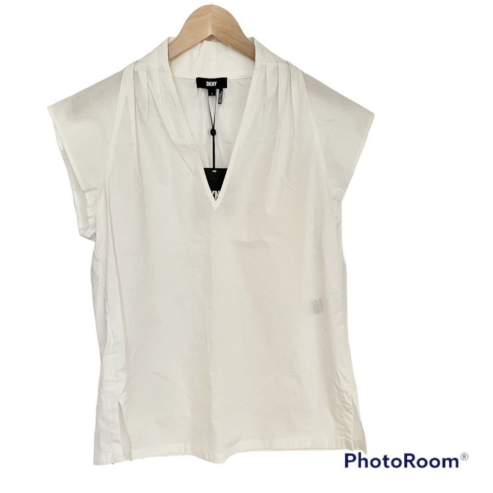 DKNY New Shawl Deep V Short Sleeve Tunic